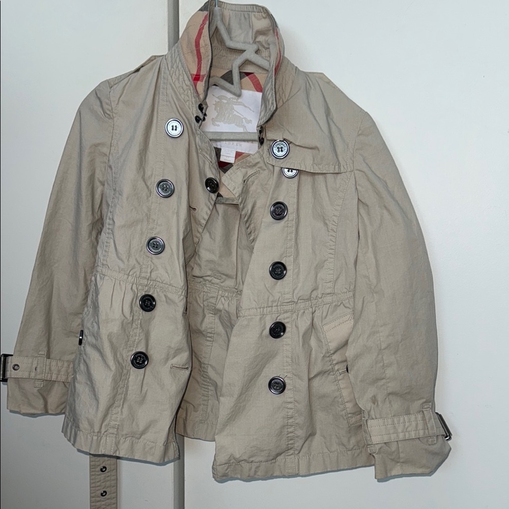 Burberry Tan Double-Breasted Jacket Girls